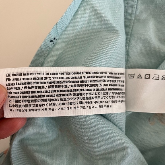 Hollister men's collared button down shirt Medium teal flamingos resortwear Prep - Picture 8 of 8